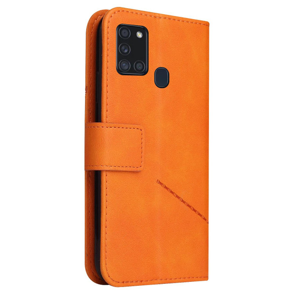 For Samsung Galaxy A21s GQUTROBE Right Angle Leatherette Phone Case(Orange)