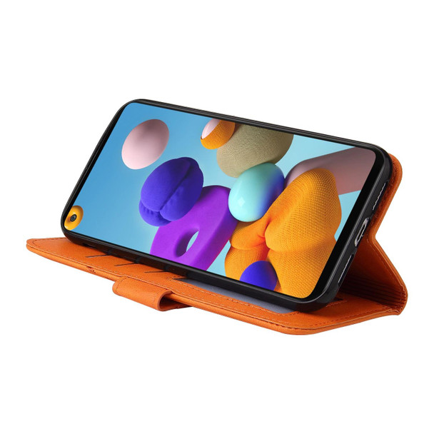 For Samsung Galaxy A21s GQUTROBE Right Angle Leatherette Phone Case(Orange)