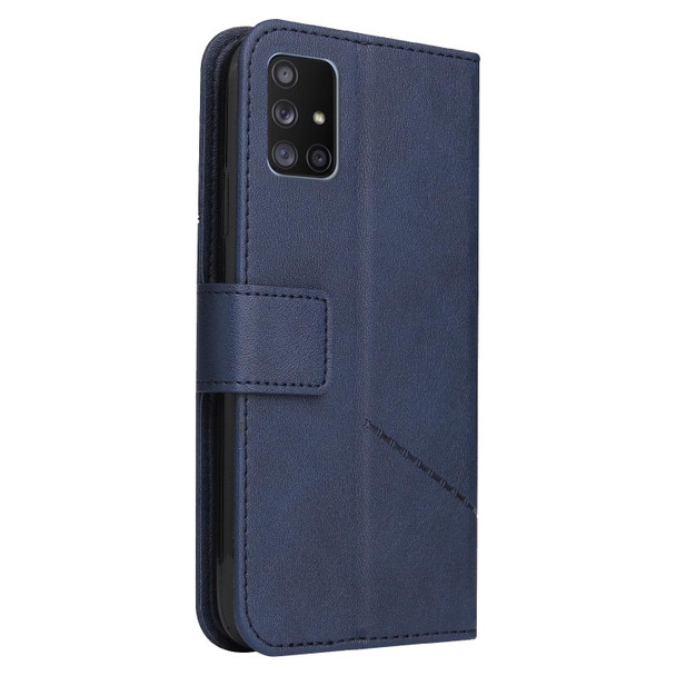For Samsung Galaxy M31s GQUTROBE Right Angle Leatherette Phone Case(Blue)