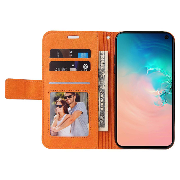 For Samsung Galaxy S10e GQUTROBE Right Angle Leatherette Phone Case(Orange)