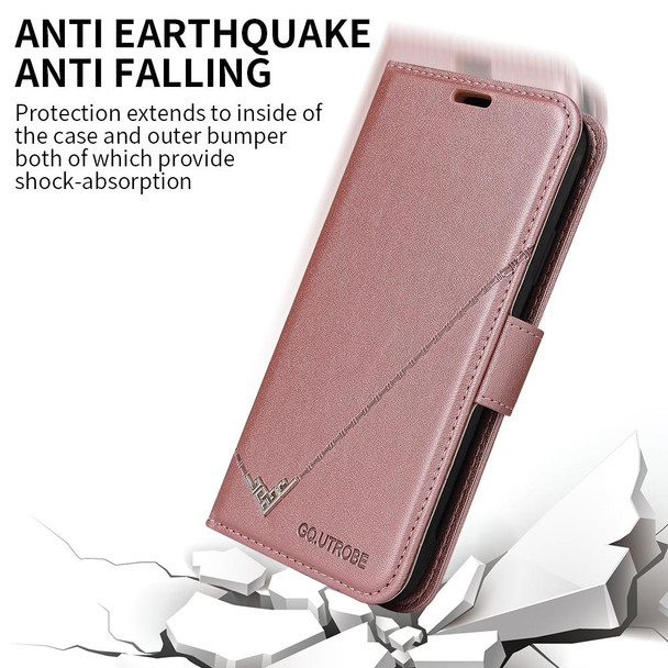 For Samsung Galaxy S21 FE 5G GQUTROBE Right Angle Leatherette Phone Case(Rose Gold)