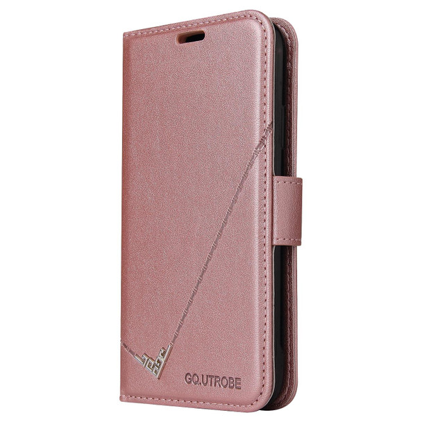 For Samsung Galaxy A21s GQUTROBE Right Angle Leatherette Phone Case(Rose Gold)