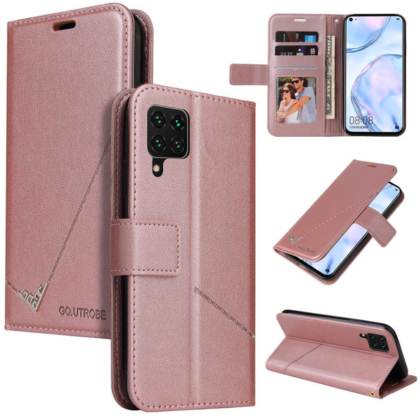 For Samsung Galaxy A42 5G GQUTROBE Right Angle Leatherette Phone Case(Rose Gold)