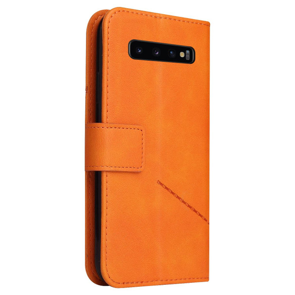 For Samsung Galaxy S10 GQUTROBE Right Angle Leatherette Phone Case(Orange)