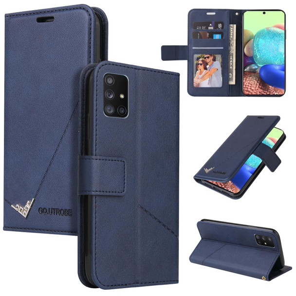 For Samsung Galaxy M31 GQUTROBE Right Angle Leatherette Phone Case(Blue)