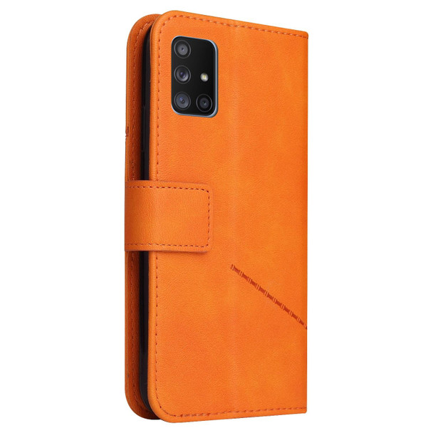 For Samsung Galaxy A71 GQUTROBE Right Angle Leatherette Phone Case(Orange)