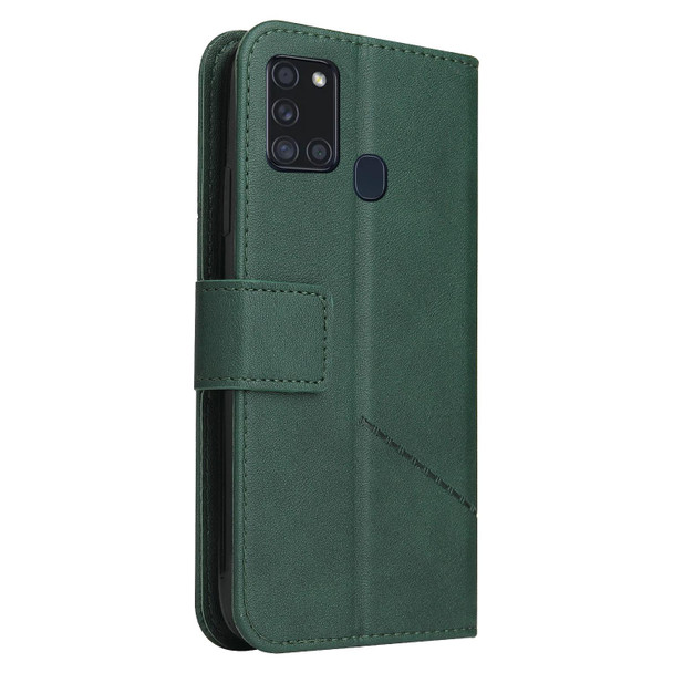 For Samsung Galaxy A21s GQUTROBE Right Angle Leatherette Phone Case(Green)