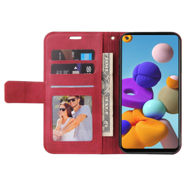 For Samsung Galaxy A21s GQUTROBE Right Angle Leatherette Phone Case(Red)