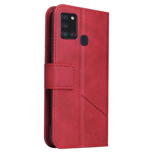 For Samsung Galaxy A21s GQUTROBE Right Angle Leatherette Phone Case(Red)