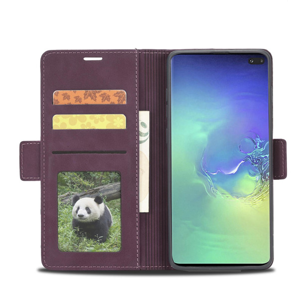 For Samsung Galaxy S10e Forwenw Dual-side Buckle Leatherette Phone Case(Wine Red)