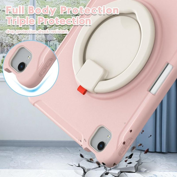 Shockproof TPU + PC Tablet Case with 360 Degree Rotation Grip Holder & Pen Slot For iPad Air 4 10.9 / Pro 11 2022 / 2021 / 2020 / 2018(Cherry Blossoms Pink)