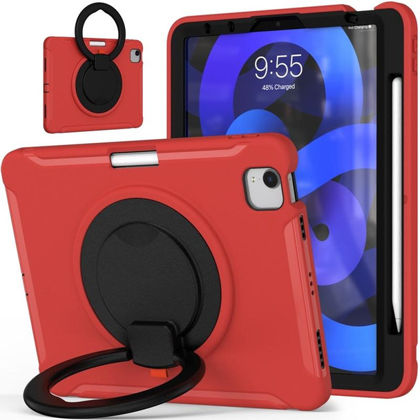 Shockproof TPU + PC Tablet Case with 360 Degree Rotation Grip Holder & Pen Slot For iPad Air 4 10.9 / Pro 11 2022 / 2021 / 2020 / 2018(Red)