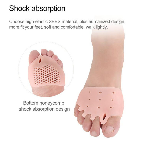 1 Pair SEBS Five-hole Honeycomb Hallux Valgus Toe Correction Front Pad(Skin Color)