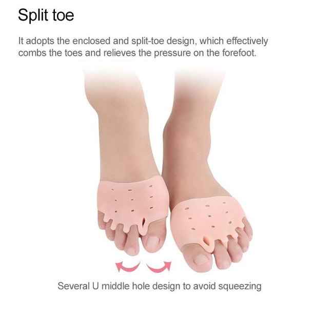 1 Pair SEBS Five-hole Honeycomb Hallux Valgus Toe Correction Front Pad(Skin Color)