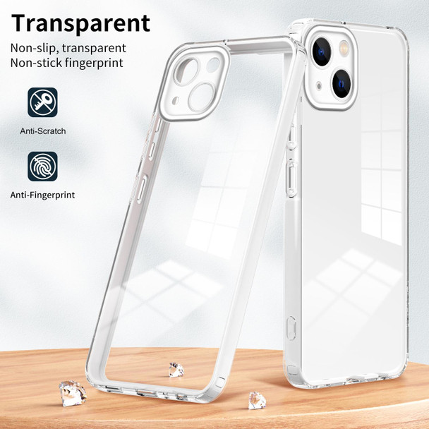 For iPhone 14 Plus 3 in 1 Clear TPU Color PC Frame Phone Case(White)