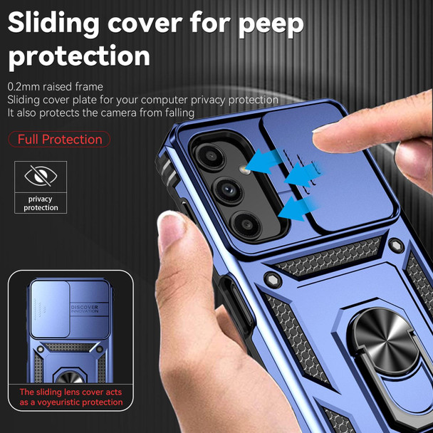 For Samsung Galaxy A14 5G Sliding Camshield Holder Phone Case(Blue)