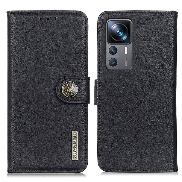 For Xiaomi 12T/12T Pro/Redmi K50 Ultra KHAZNEH Cowhide Texture Horizontal Flip Leather Phone Case(Black)