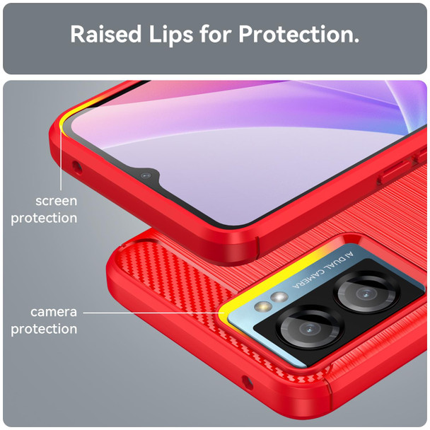 For OPPO A77s Brushed Texture Carbon Fiber TPU Phone Case(Red)