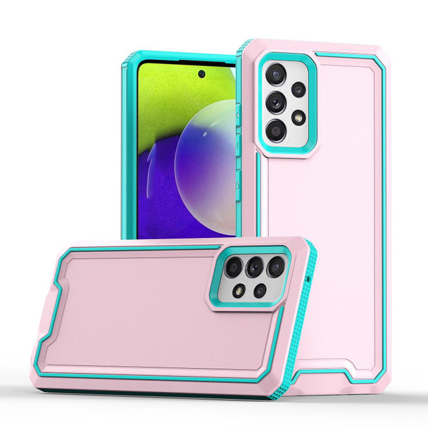 For Samsung Galaxy A72 4G / 5G Armour Two-color TPU + PC Phone Case(Pink+Blue)