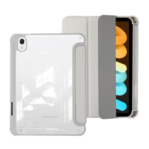 For iPad mini 6 Acrylic 3-folding Leatherette Tablet Case(Grey)