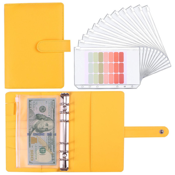 A6 Macaron Notebook PU Loose-leaf Cash Budget Handbook(Yellow)