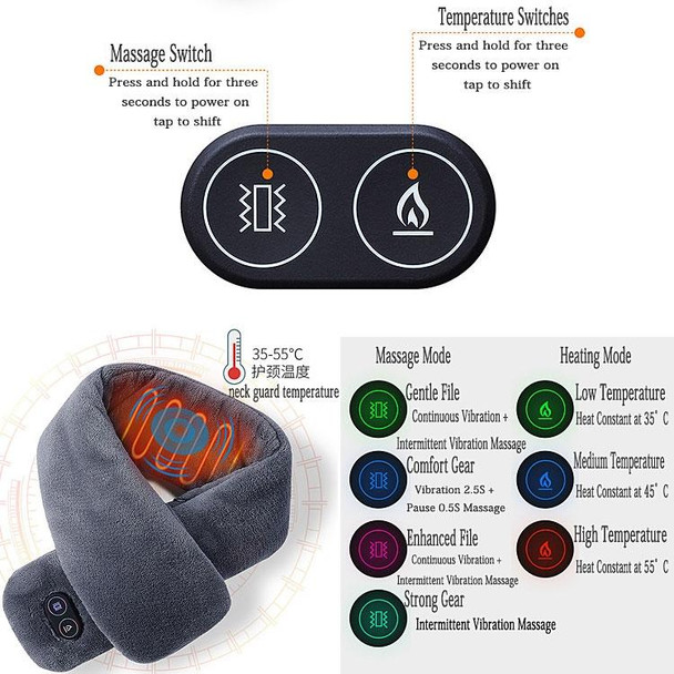 USB Charging Heating Massage Scarf Warmth Neck(Dark Grey)