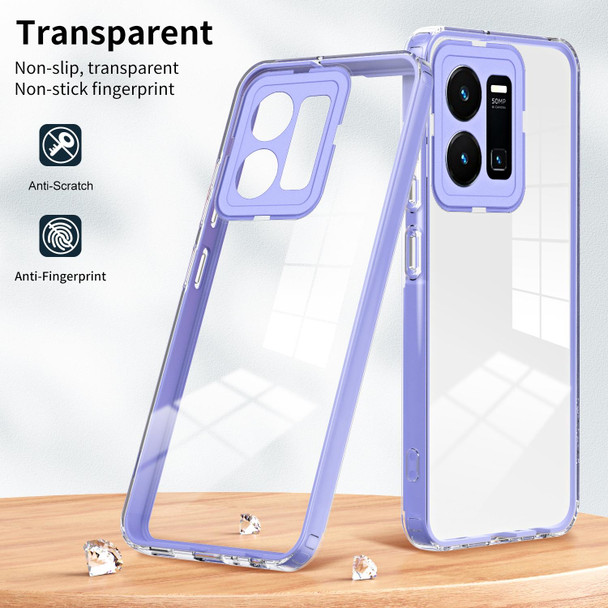 For vivo Y35 4G 2022 Global / Y22 4G 3 in 1 Clear TPU Color PC Frame Phone Case(Purple)