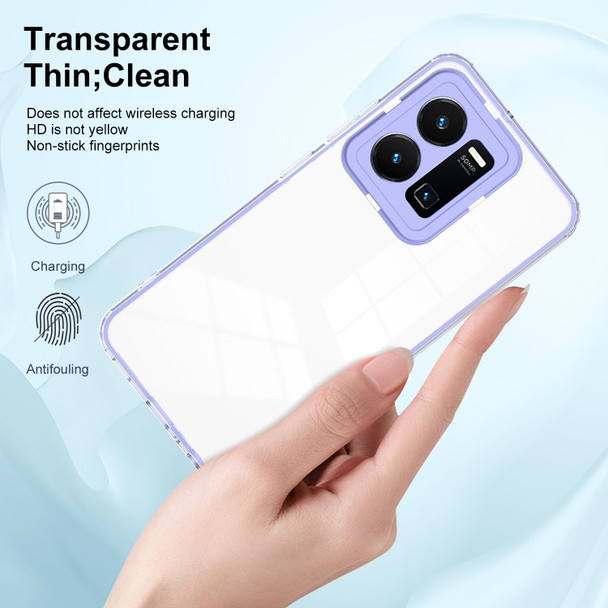For vivo Y35 4G 2022 Global / Y22 4G 3 in 1 Clear TPU Color PC Frame Phone Case(Purple)