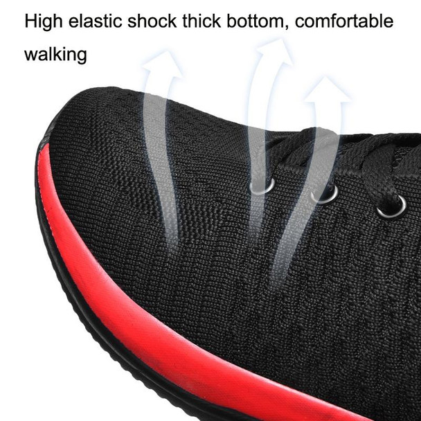 JD-9088 Autumn Fly Woven Soft Bottom Men Leisure Shoes Couple Running Shoes, Size: 38(Red Black)