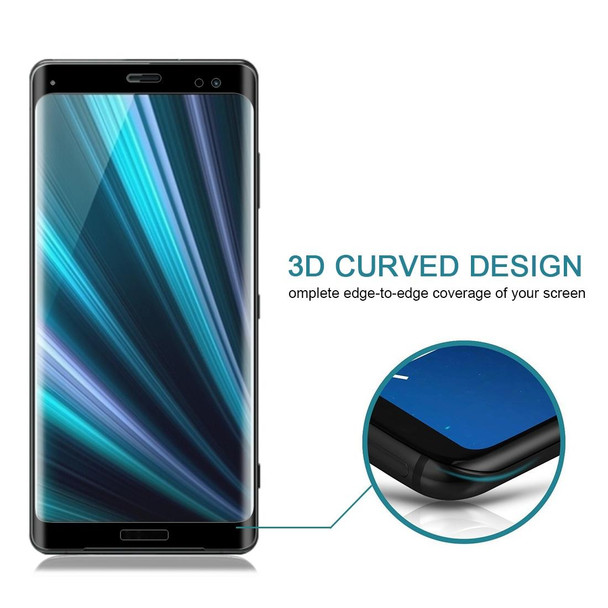 0.3mm 9H Surface Hardness 3D Curved Edge Full Screen Tempered Glass Film for Sony Xperia XZ3(Black)