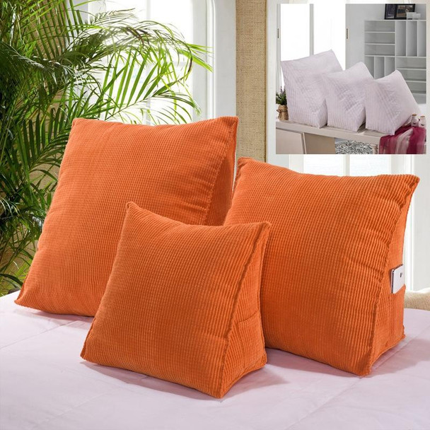 Three-dimensional Triangular Wedge Tatami Cushion Bed Backrest Waist Support Pillow with Interior Pillow,  Size: 40cm x 36cm (Orange)