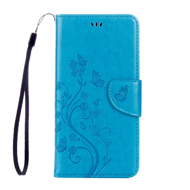 Sony Xperia X Compact Butterflies Love Flowers Embossing Horizontal Flip Leather Case with Holder & Card Slots & Wallet & Lanyard(Blue)