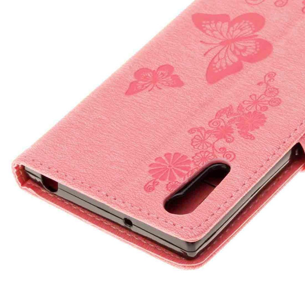 Sony Xperia XZ Power Butterflies Embossing Horizontal Flip Leather Case with Holder & Card Slots & Wallet & Lanyard(Pink)