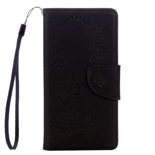 Sony Xperia XZ Power Butterflies Embossing Horizontal Flip Leather Case with Holder & Card Slots & Wallet & Lanyard(Black)