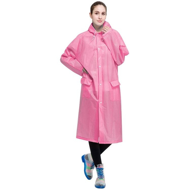 Fashion Adult Lightweight EVA Transparent Frosted Raincoat Big Hat With Pocket Size: XL(Pink)