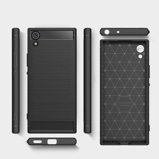 Sony Xperia XA1 Ultra Brushed Texture Carbon Fiber Shockproof TPU Rugged Armor Protective Case(navy)