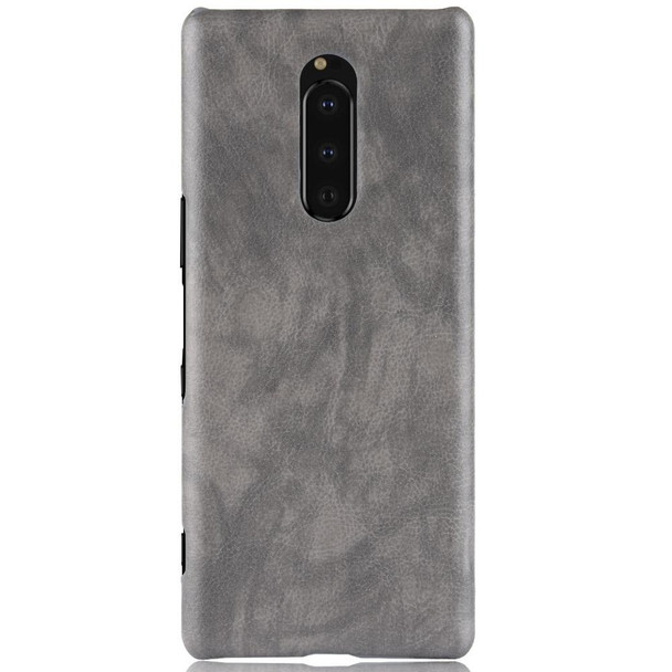 Shockproof Litchi Texture PC + PU Case for Sony Xperia 1 (Grey)