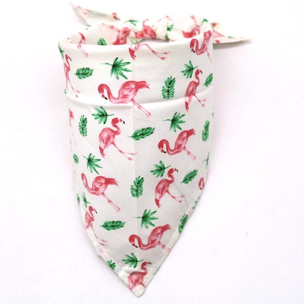 2 PCS Pet Dog Triangle Scarf Flamingo Tropical Wind Series Saliva Towel Scarf, Size:M(Flamingo on White)