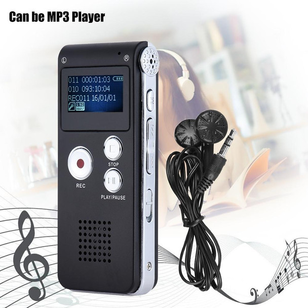 SK-012 16GB USB Dictaphone Digital Audio Voice Recorder with WAV MP3 Player VAR Function(Black)