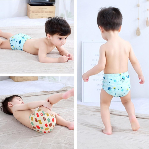 6 Layer Baby Diaper Waterproof  Reusable Cloth Diapers Baby Cotton Training  Underwear Pants Diaper M6-12KG(Full Bear)