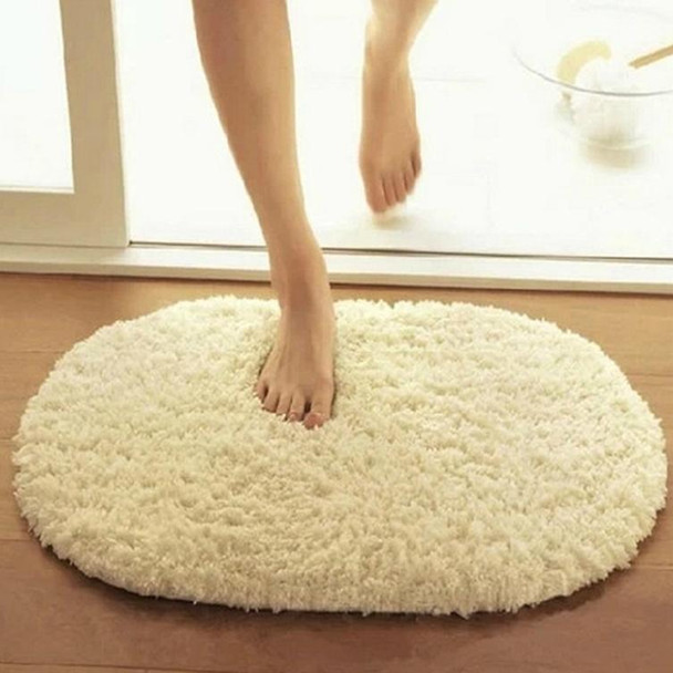 Faux Fur Rug Anti-slip Solid Bath Carpet Kids Room Door Mats Oval  Bedroom Living Room Rugs, Size:60x90cm(Silver Gray)