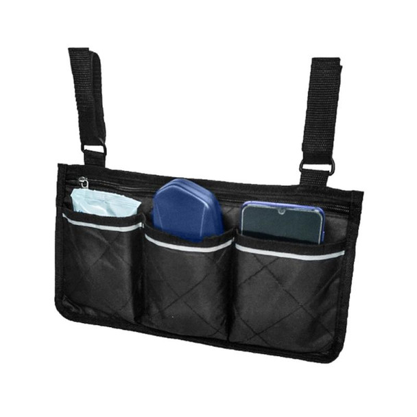 Walking Aid Wheelchair Armrest Side Storage Bag Car Storage Hanging Bag(Dark Blue)