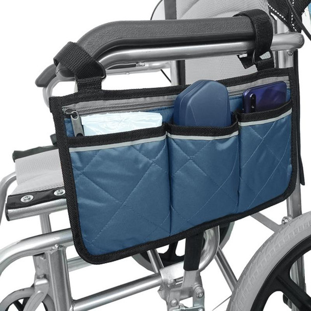 Walking Aid Wheelchair Armrest Side Storage Bag Car Storage Hanging Bag(Dark Blue)