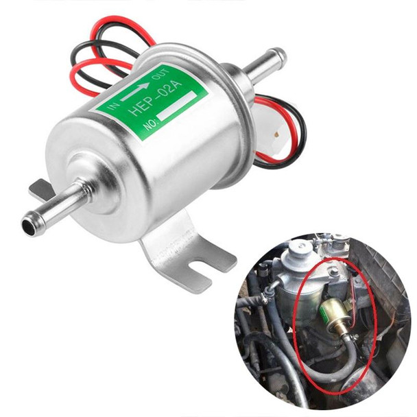 HEP-02A Universal Car 24V Fuel Pump Inline Low Pressure Electric Fuel Pump (Silver)