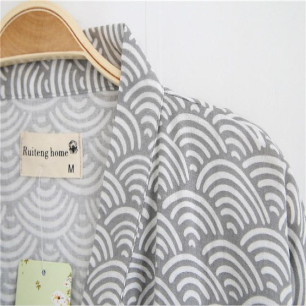 Man Pure Cotton Double-deck Bathrobe Kimono Pajamas Home Wear, Size: L(Navy)