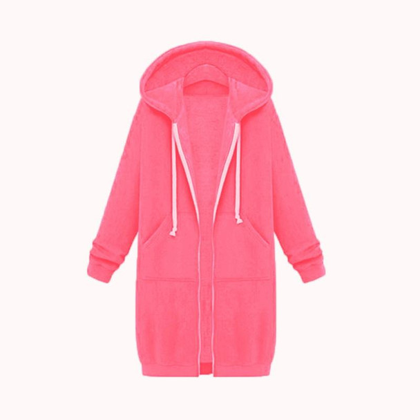 Women Hooded Long Sleeved Sweater In The Long Coat, Size:L(Phosphor)