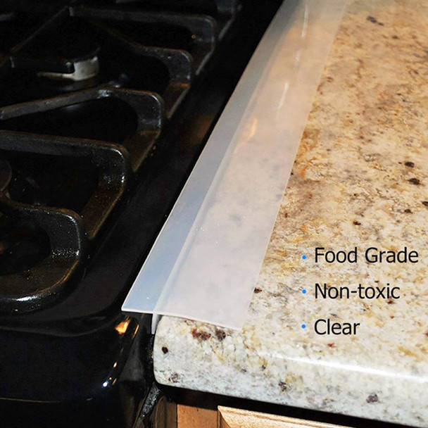 2 PCS 25 inches Gas Stove Slit Strip Antifouling Dustproof Waterproof Kitchen Sealing Strip(Transparent)