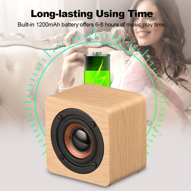 Q1 Wooden Mini Portable Mega Bass Wireless Bluetooth Speaker (Red)