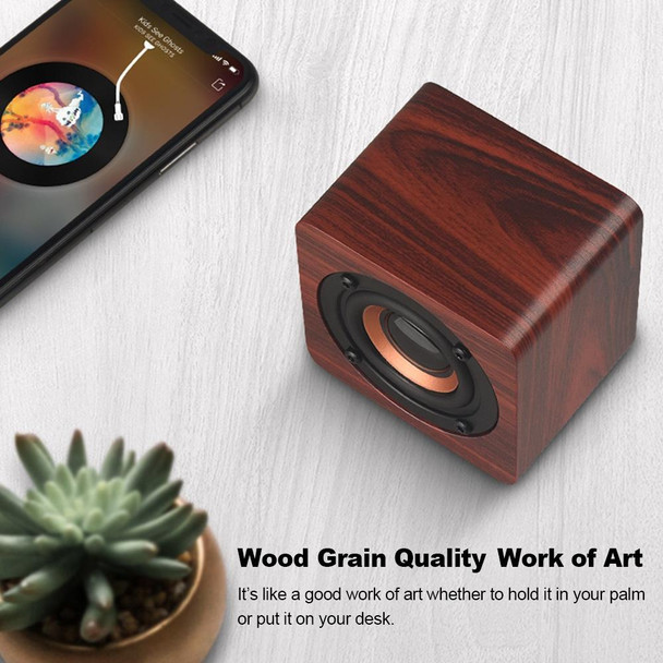 Q1 Wooden Mini Portable Mega Bass Wireless Bluetooth Speaker (Red)