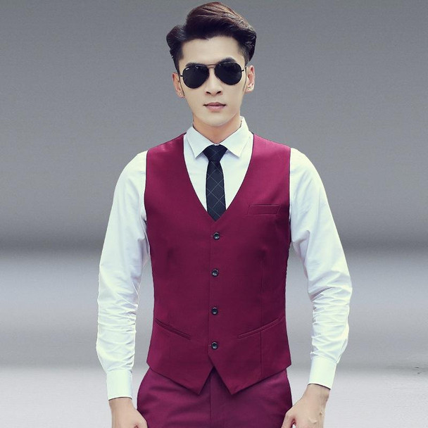 Men Vest Slim Korean Work Clothes Suit Vest Groomsmen Professional Wear Men Vest, Size: S(Black)